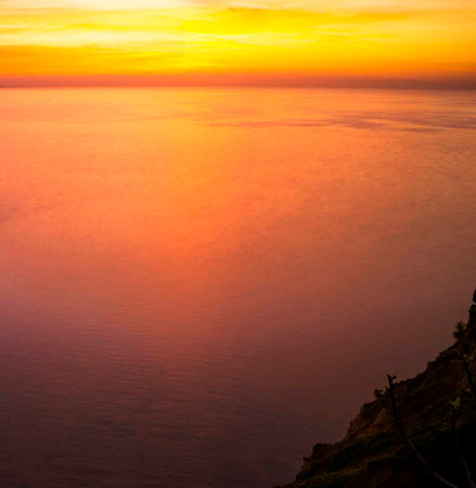 Sunset over the sea in Tenerife, Canary Islands, Spainの写真素材