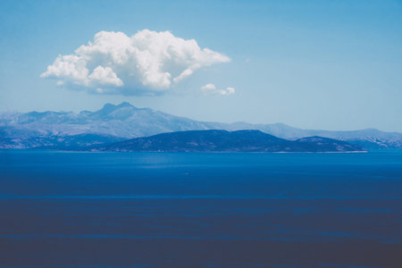 Beautiful view of the sea and mountains in Montenegro. Toned.の写真素材