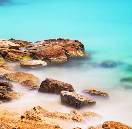 Beautiful seascape with rocks and turquoise water.の写真素材