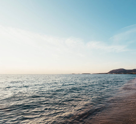 Beautiful seascape with sea and blue sky. Nature backgroundの写真素材