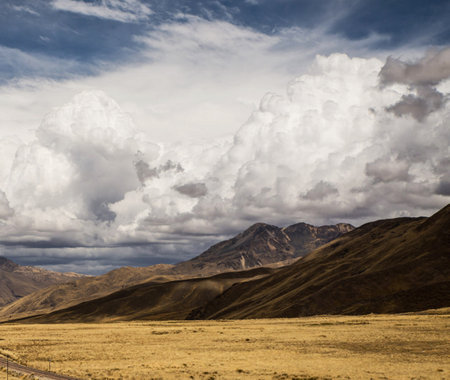Landscape of mountains and clouds at Ladakh, Jammu and Kashmir, Indiaの写真素材