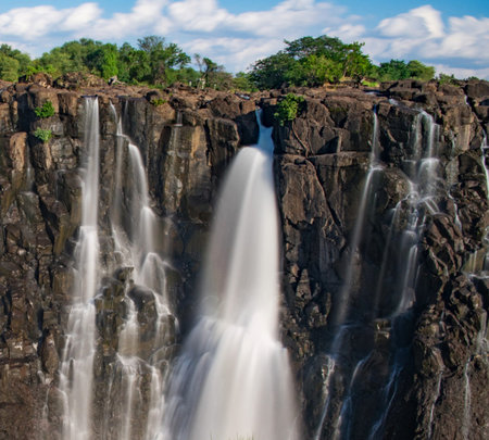 Waterfall in the national park of Kenya, Africa, Africa.の写真素材
