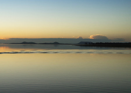 Sunset on the beach in the tropics. Landscape.の写真素材
