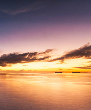 Beautiful sunset over the sea in the morning. Seascape.の写真素材