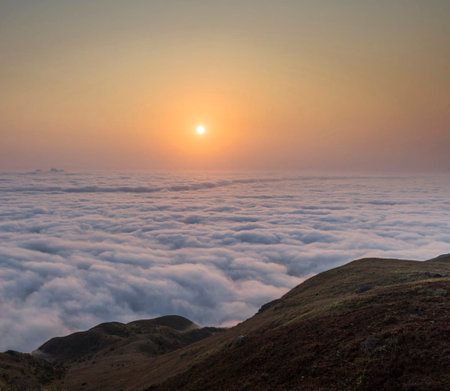 Sunrise over the clouds at Doi Inthanon National Park, Chiang Mai, Thailand