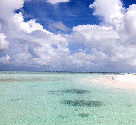 Beautiful tropical beach with white sand, turquoise water and blue skyの写真素材