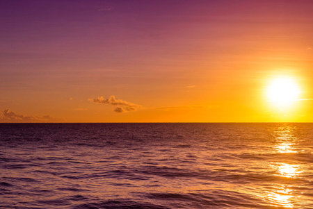 Beautiful sunset over the sea in the tropics. Toned.の写真素材