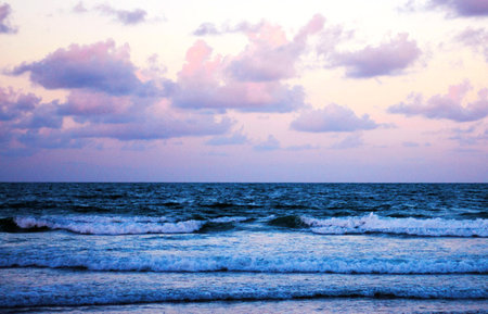 Beautiful sunset over the sea. Landscape of sea and skyの写真素材