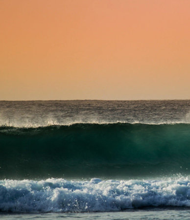 Beautiful sunset on the Atlantic ocean in Portugal. Toned.