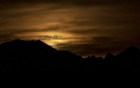Sunset in the mountains of the Caucasus. Russia. Toned.の写真素材