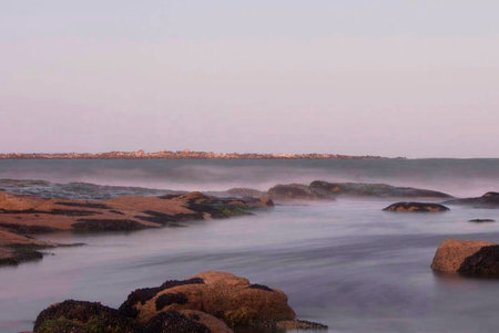 Long exposure of the rocks in the sea at sunset, South Australia