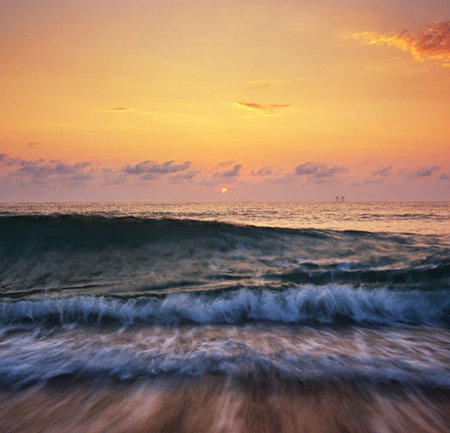 Beautiful sunset over the sea in the tropics. Thailand.の写真素材