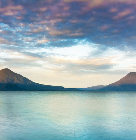 Mountains in the background of the sea. Composition of nature.の写真素材