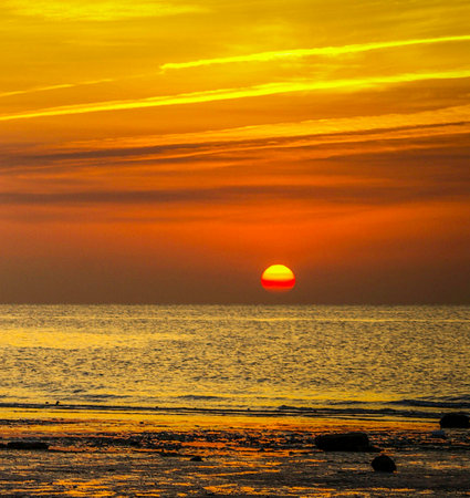 Sunset over the sea. Beautiful sunset over the sea. Beautiful sunset over the sea.の写真素材