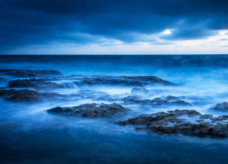 Long exposure image of a stormy seascape. Long exposure photography.の写真素材