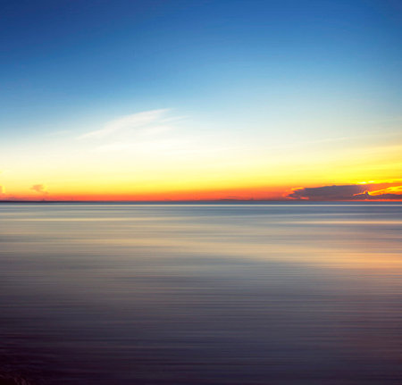 Sunset on the sea. Beautiful seascape. Nature composition.の写真素材
