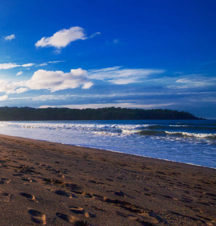 Beautiful beach and tropical sea with blue sky. Nature background.の写真素材