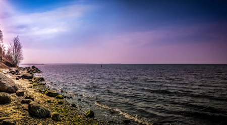 Sunset on the Baltic sea in Klaipeda, Lithuaniaの写真素材