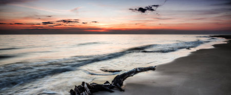Beautiful seascape at sunset. Panoramic image.の写真素材