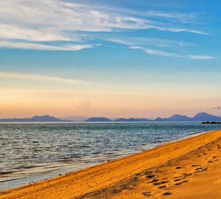 Beautiful sunset on the beach. Koh Samui, Thailand.の写真素材