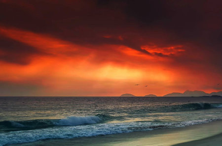 Beautiful sunset on the beach of Karon, Phuket, Thailand