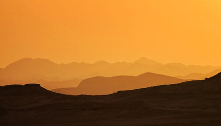 Sunset over the Wadi Rum desert in Jordan, Middle Eastの写真素材