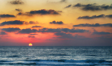 Beautiful sunset over the sea. Beautiful seascape. Sunset on the sea.の写真素材