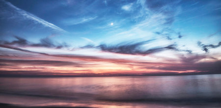 beautiful sunset over the sea, long exposure, long exposure.の写真素材