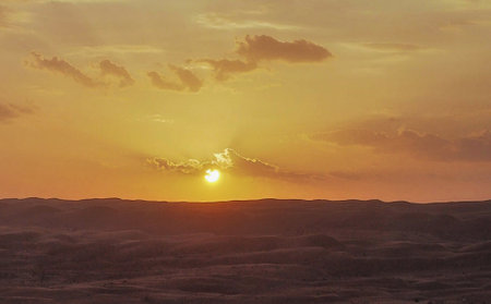 Sunset in the Sahara desert, Morocco. Sunset in the Sahara desert