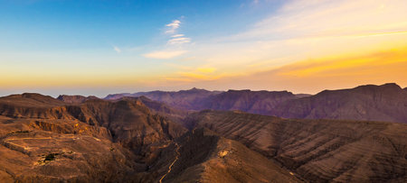 Panoramic view of the mountains at sunset, Sinai, Egyptの写真素材