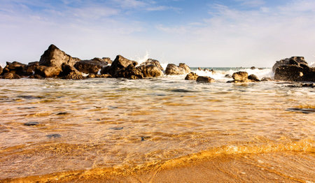 blur  in south africa   sky ocean  tsitsikamma reserve nature and rocks