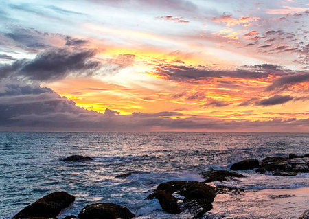 Sunset over the sea, Phuket island, Thailand.の写真素材