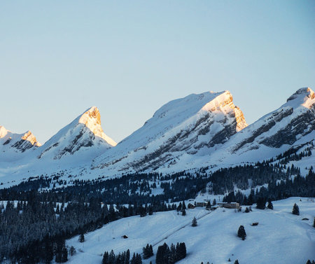 Winter in the swiss alps, Switzerland, ski resort Flumserberg