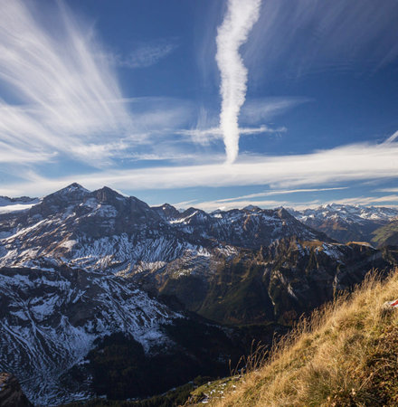 Mountain landscape at Jungfraujoch, Bernese Oberland, Switzerlandの写真素材