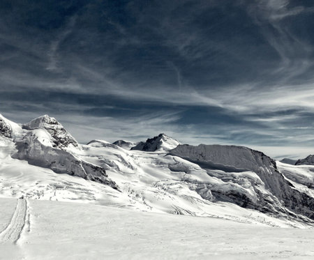 Winter in the swiss alps, Switzerland (Schweiz)の写真素材
