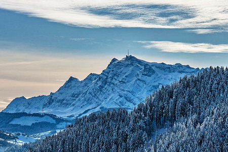 Winter in the swiss alps (Braunwald, Liechtenstein)の写真素材