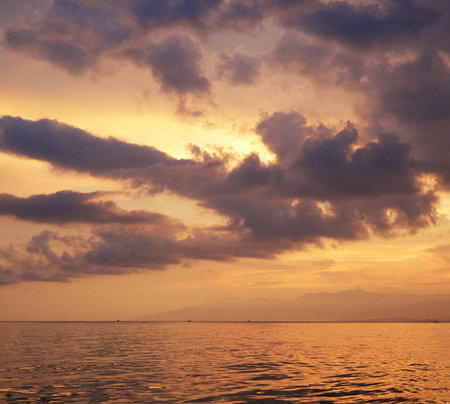 Beautiful sunset over the sea. Beautiful seascape. Sunset over the sea.の写真素材