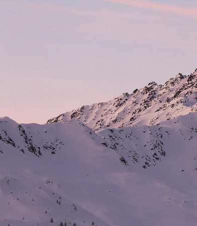 Snowy mountains at sunset, Tatra National Park, Poland.