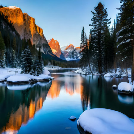Fantastic winter view of Lake Braies, Dolomites, Italy.の素材