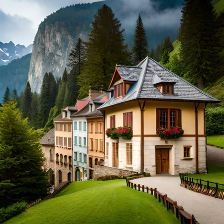 Mountain villas in the Dolomites, Italy. Europe.の素材