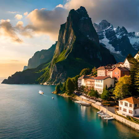 Lofoten islands, Norway. Lofoten is one of the most popular tourist destinations in Norway.の素材