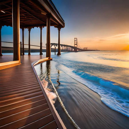 Golden Gate Bridge at sunset in San Diego, California, USA.の素材