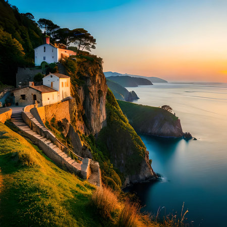 Sunset view of Cinque Terre, Liguria, Italyの素材