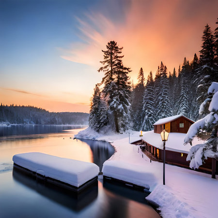 Fantastic winter landscape. Dramatic overcast sky. Carpathian, Ukraine, Europe. Beauty world.の素材
