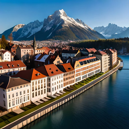 Panoramic view of the old town of Lucerne, Switzerlandの素材