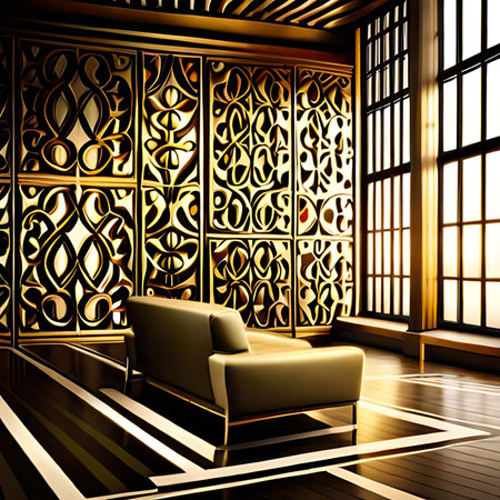 Luxury interior of the living room. 3D illustration.の素材