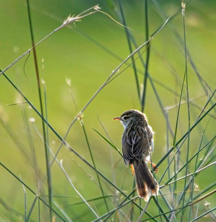 Sedge Warbler (Locustella naevia). Russia, the Ryazan region (Ryazanskaya oblast), the Pronsky District, Denisovo.の写真素材