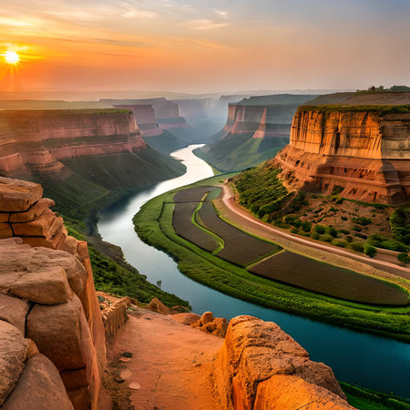 Horseshoe Bend at sunset in Page, Arizona, USAの素材
