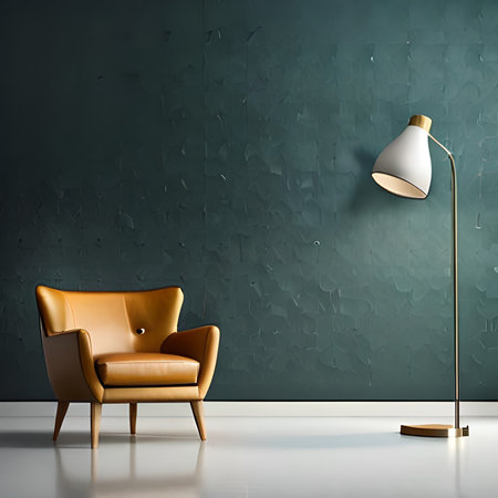 interior with armchair and floor lamp, 3d render illustrationの素材