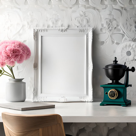 Mock up blank frame in interior background, 3D rendering.の素材